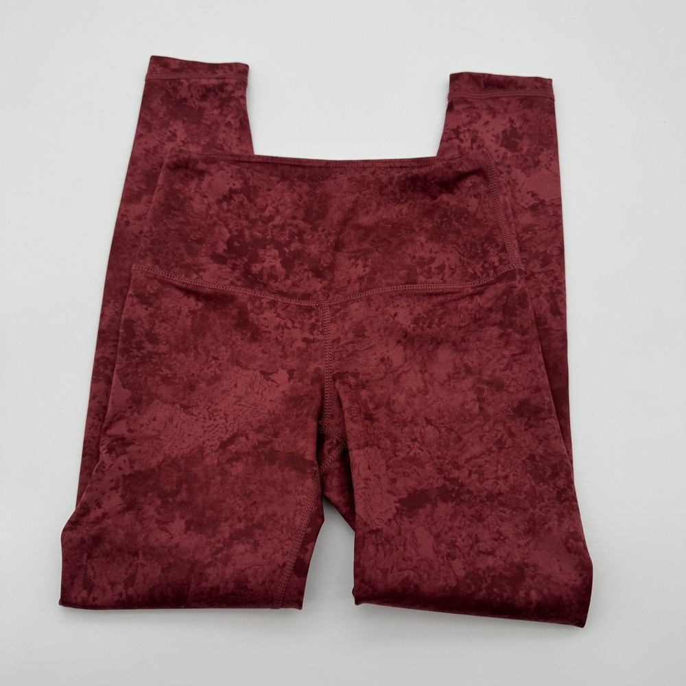 Yogalicious Lux Womens XS Burgundy Acid Wash Marble High Waisted Leggings